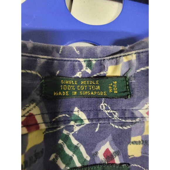 Club Room Blue Nautical Them Short Sleeve Shirt Size‎ L 100% Cotton - Picture 7 of 9